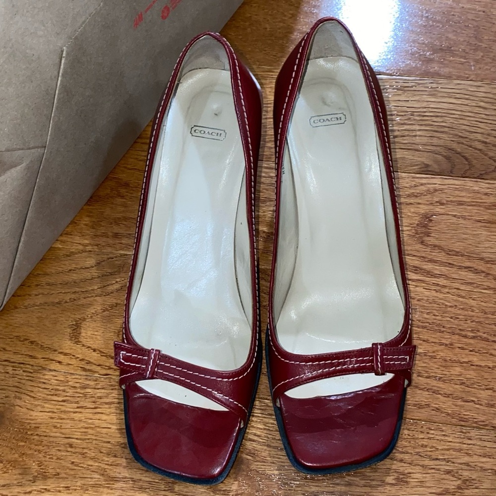 Coach Miranda Open Toe Burgundy Size 7.5 High Heels